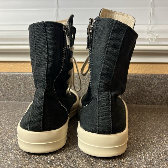 Rick Owens Canvas High Top Sneaker Black Mens Size EU Size 45-46 US 12-13 Zip Up - Picture 8 of 12